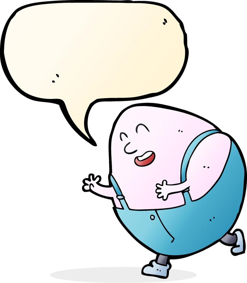tecknad serie humpty dumpty ägg karaktär med Tal bubbla vektor