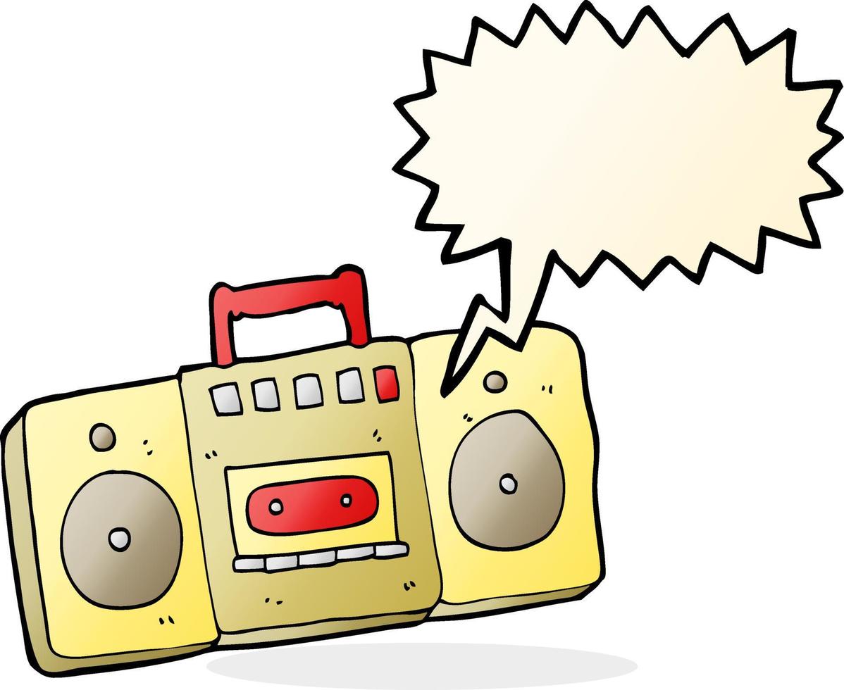 tecknad serie radio kassett spelare med Tal bubbla vektor