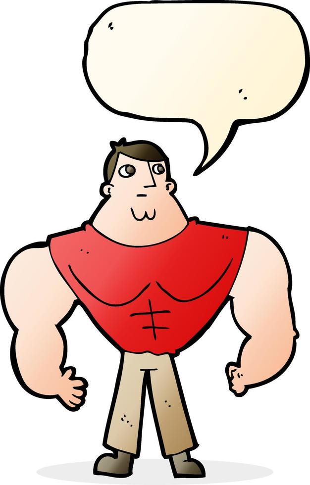 Cartoon-Bodybuilder mit Sprechblase vektor