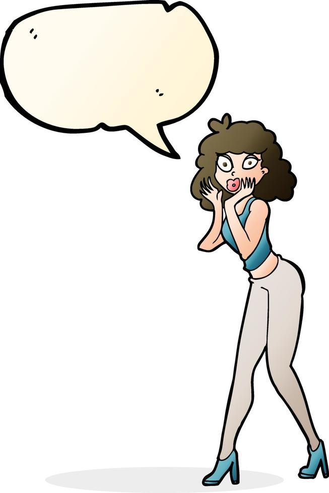 Cartoon überraschte Frau mit Sprechblase vektor