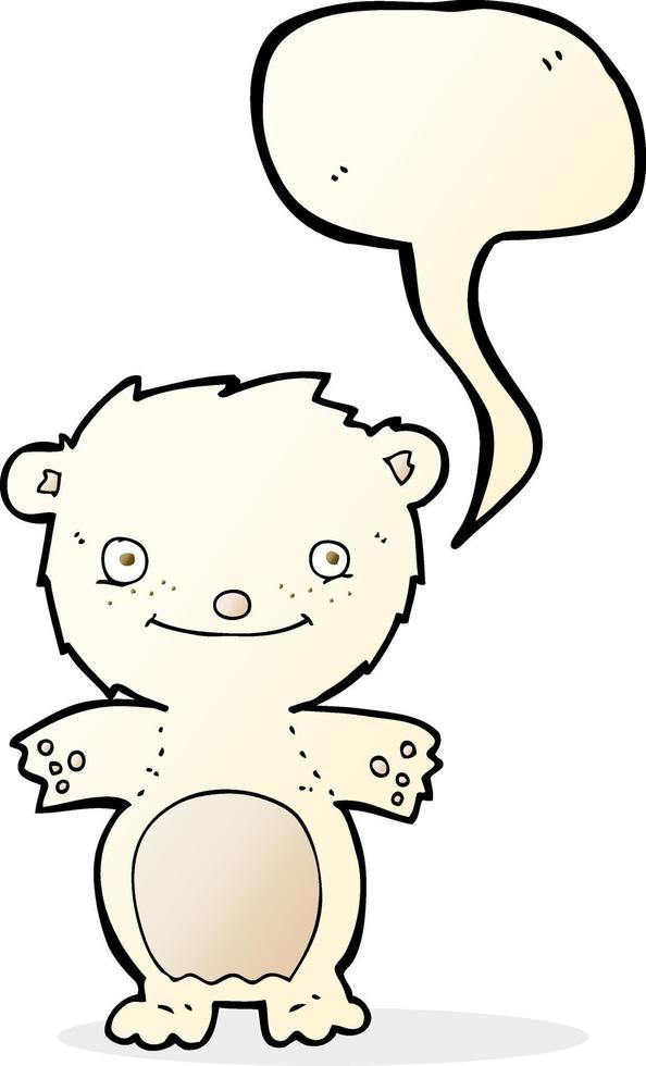 tecknad serie Lycklig liten polär Björn med Tal bubbla vektor