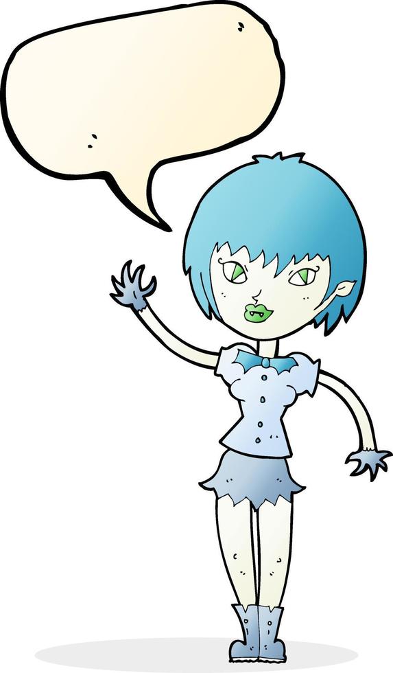 Cartoon-Vampir-Mädchen mit Sprechblase vektor