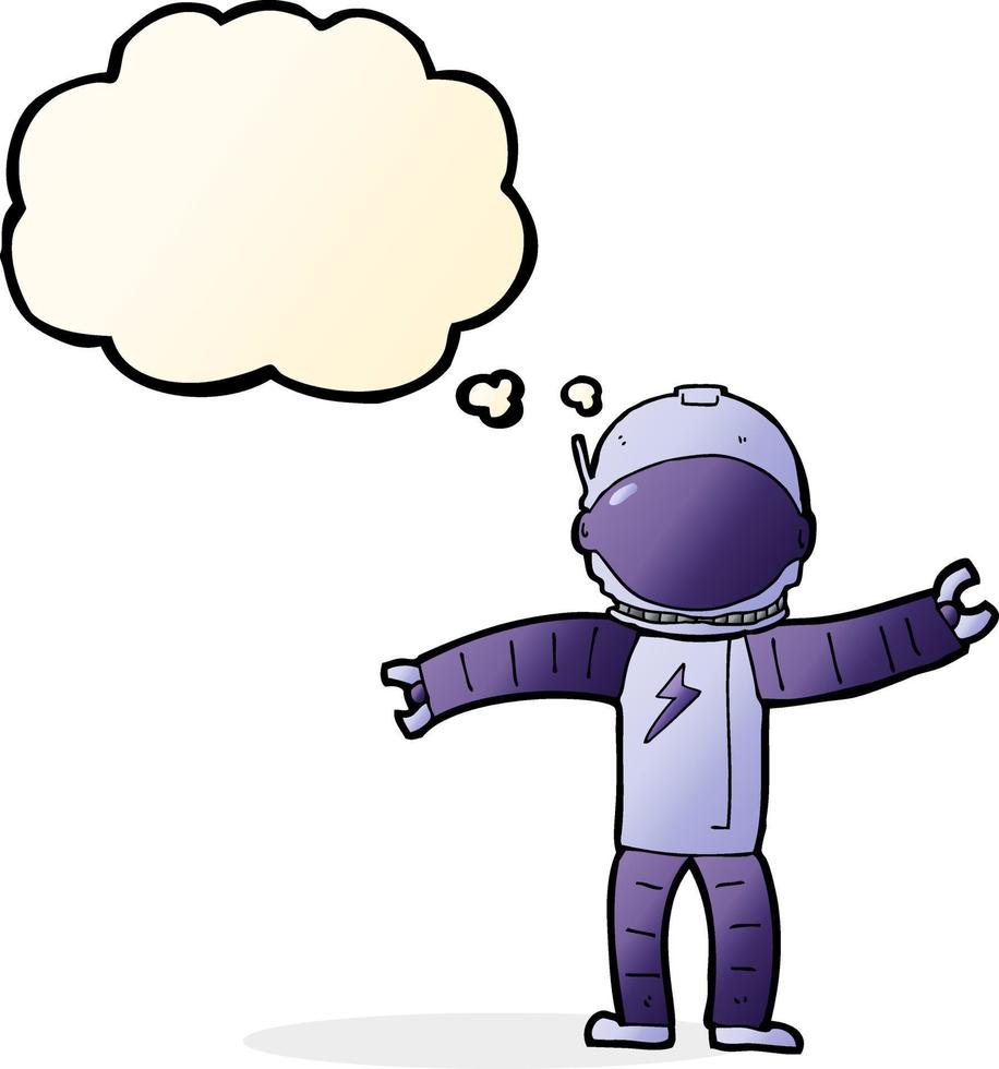 Cartoon-Astronaut mit Gedankenblase vektor