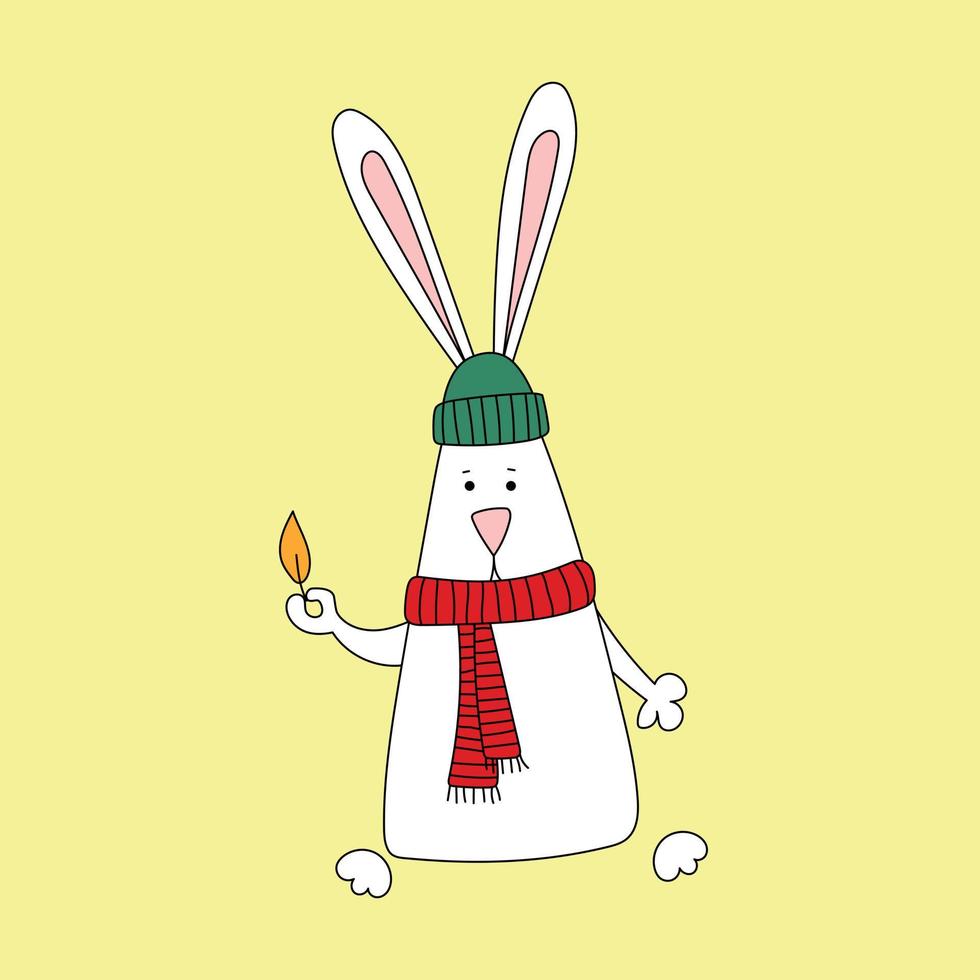 kanin symbol av 2023. kanin med höst löv. kalender mall. vektor illustration, hand dragen klotter.