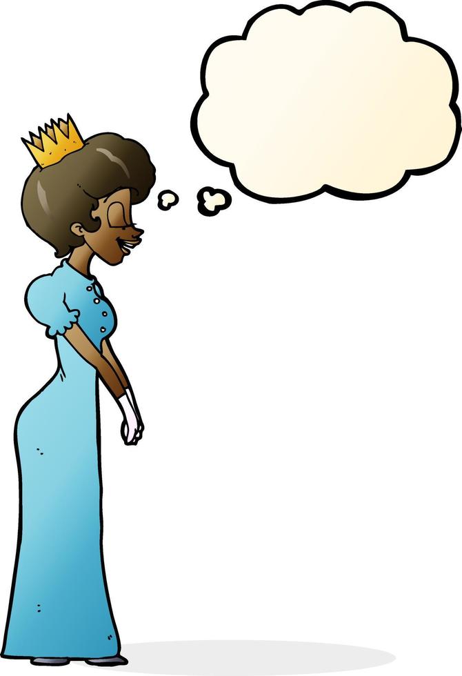 Cartoon-Prinzessin mit Gedankenblase vektor