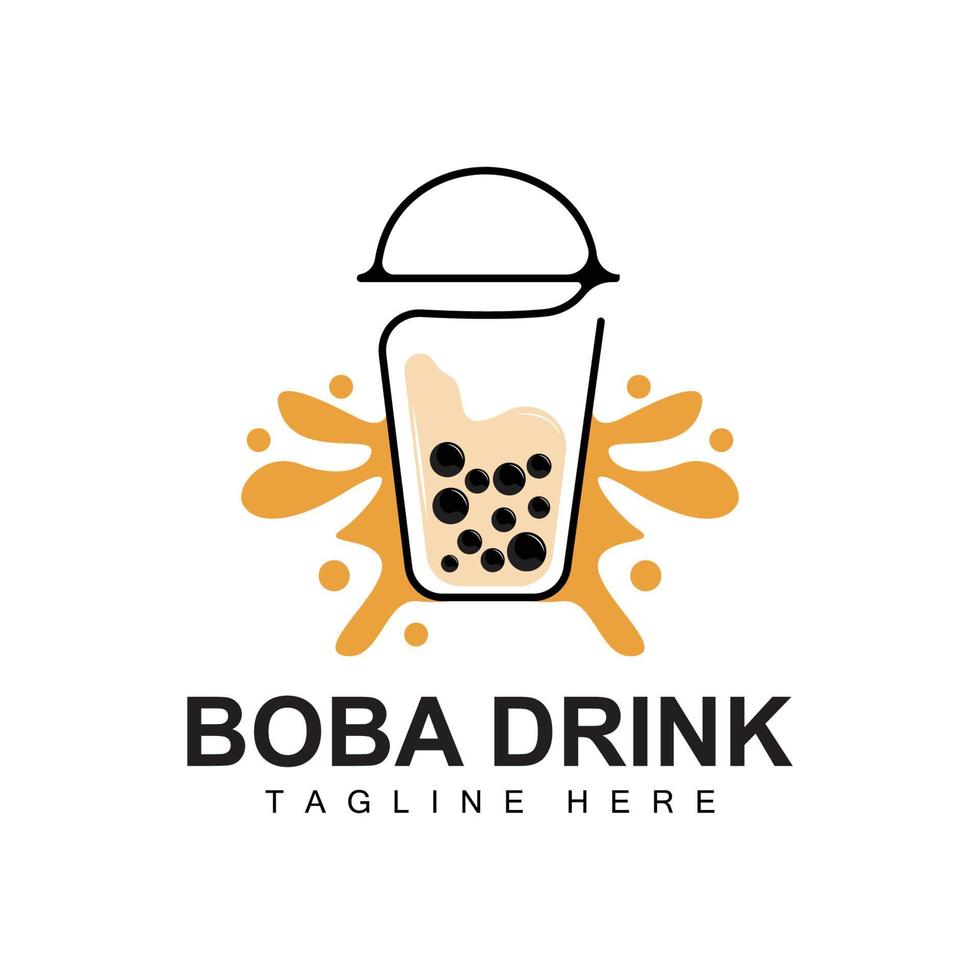 boba dryck logotyp design, modern gelé dryck bubbla vektor, boba dryck varumärke glas illustration vektor