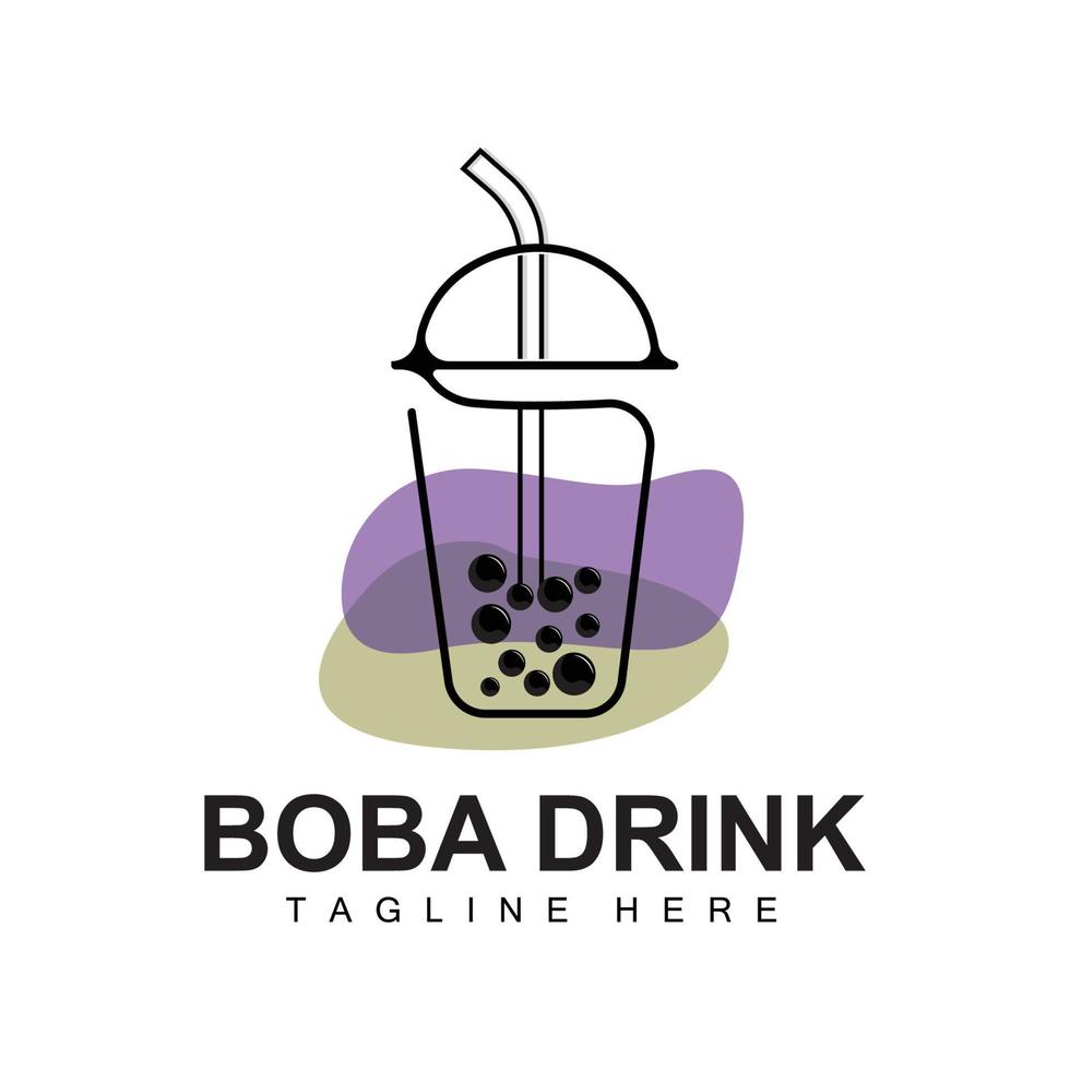 Boba-Drink-Logo-Design, moderner Geleegetränk-Blasenvektor, Boba-Drink-Markenglasillustration vektor