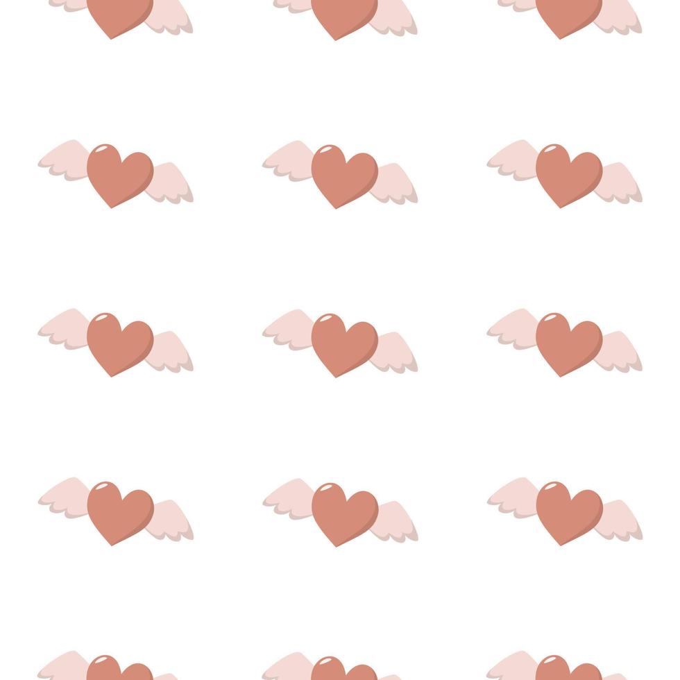 Happy Valentinstag, nahtloses Vektormuster mit geflügelten Herzen. für Stoffe, Karten, Papier, Hintergründe. Vektor-Illustration vektor