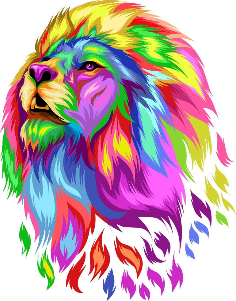 vektor lejon huvud full Färg och färgrik