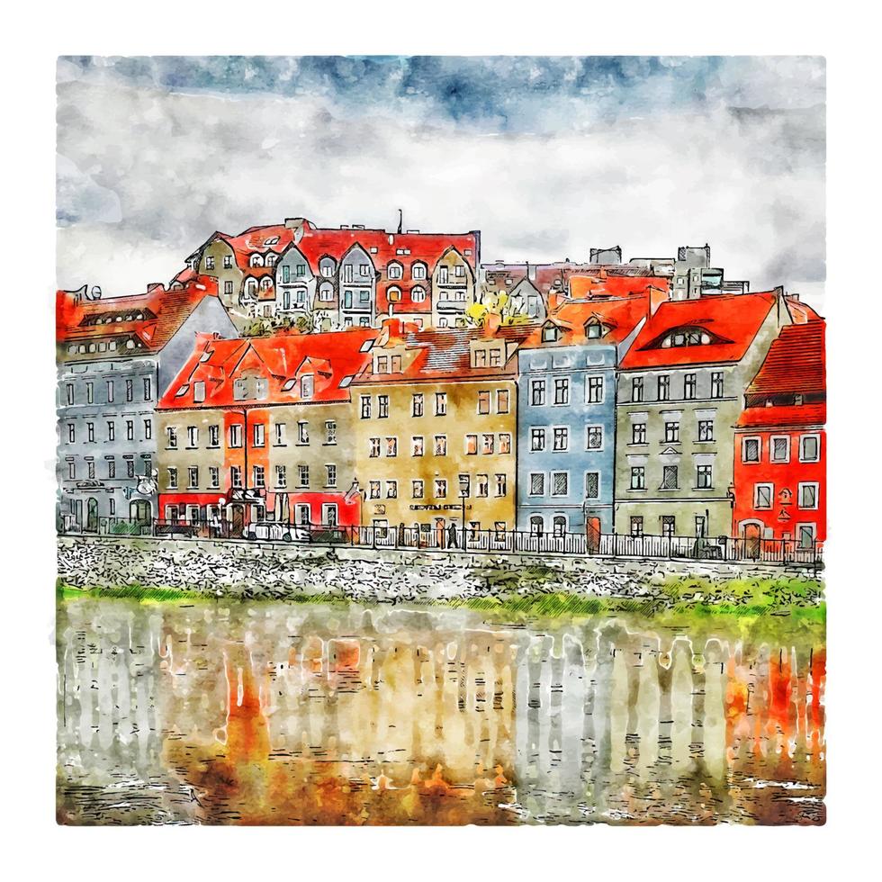 görlitz deutschland aquarell skizze handgezeichnete illustration vektor