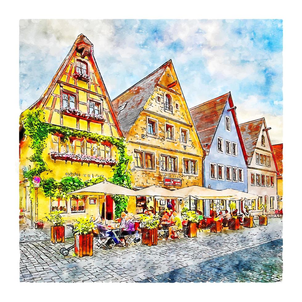 architektur deutschland aquarell skizze handgezeichnete illustration vektor