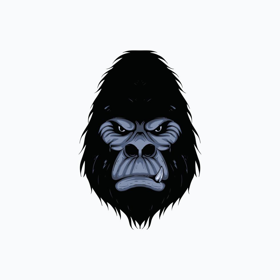 mycket detaljerad och realistisk hand dragen huvud gorilla illustration vektor