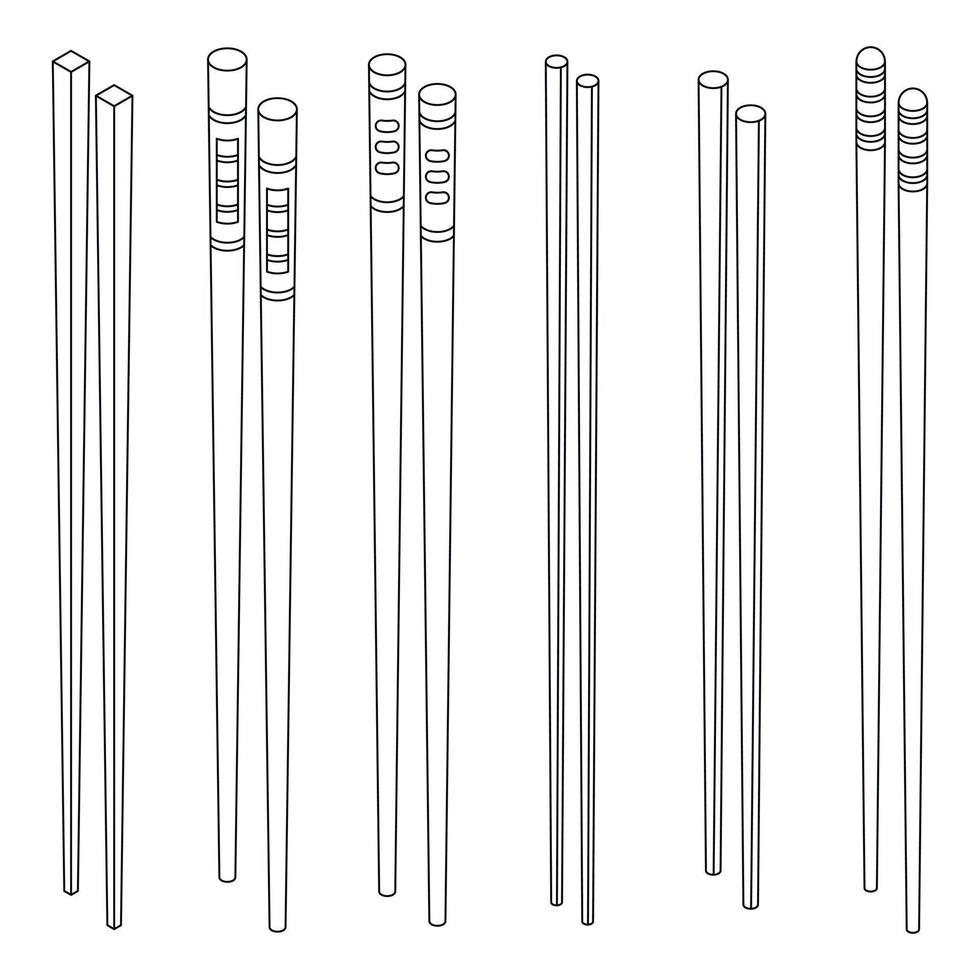Essstäbchen-Symbole setzen Vektorumrisse vektor