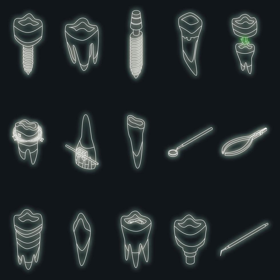 zahnwiederherstellungssymbole setzen vektorneon vektor