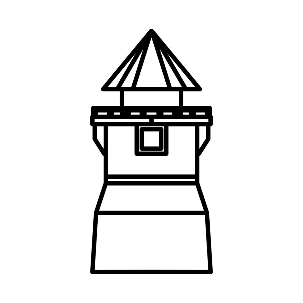 symbol vektor schutz illustration gebäudeschutz und symbol sicherheit sicherheitslinie. design skizze haus isoliert weiß und überwachung bewacht piktogramm turm. architektur königreich einfache zeichnung