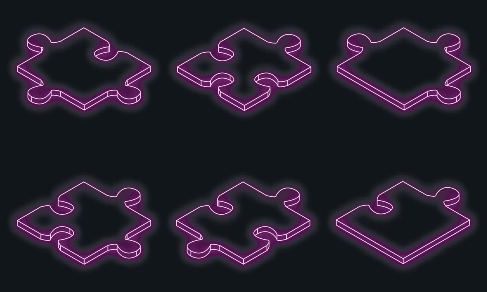 Puzzle-Icons setzen Vektor-Neon vektor