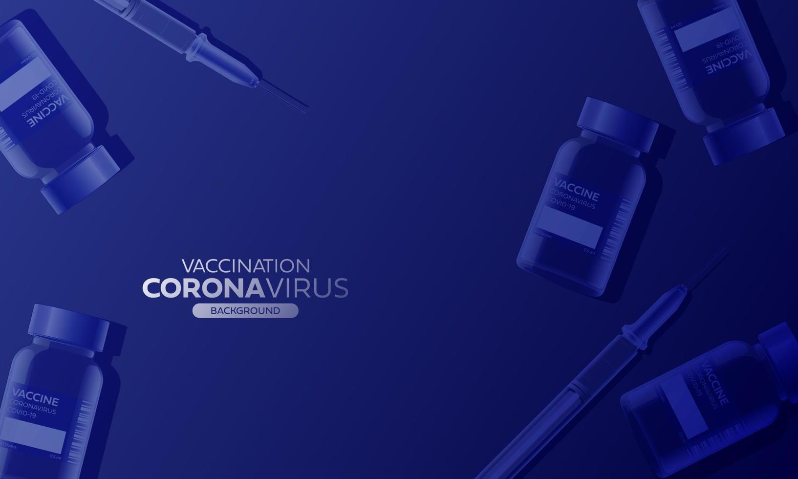 kreatives design für den hintergrund des coronavirus-impfbanners. Covid-19-Coronavirus-Impfung mit Impfflasche und Spritzeninjektionswerkzeug für die Covid19-Immunisierungsbehandlung. Vektor-Illustration. vektor