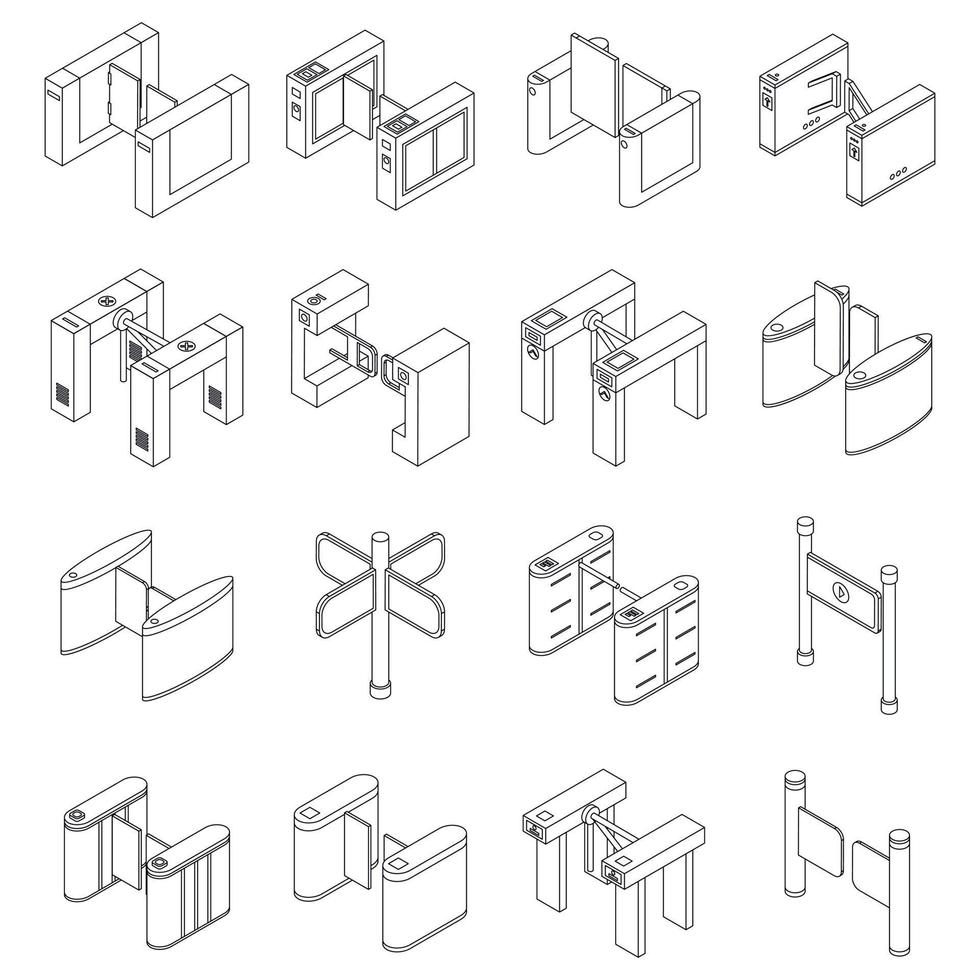 Drehkreuzsymbole setzen Vektorumrisse vektor