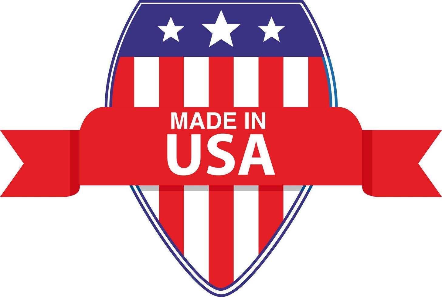 made in usa sign.shield häkchen farbe der amerikanischen flag.flat vector.sticker symbol emblem.isolated auf weißem hintergrund. vektor