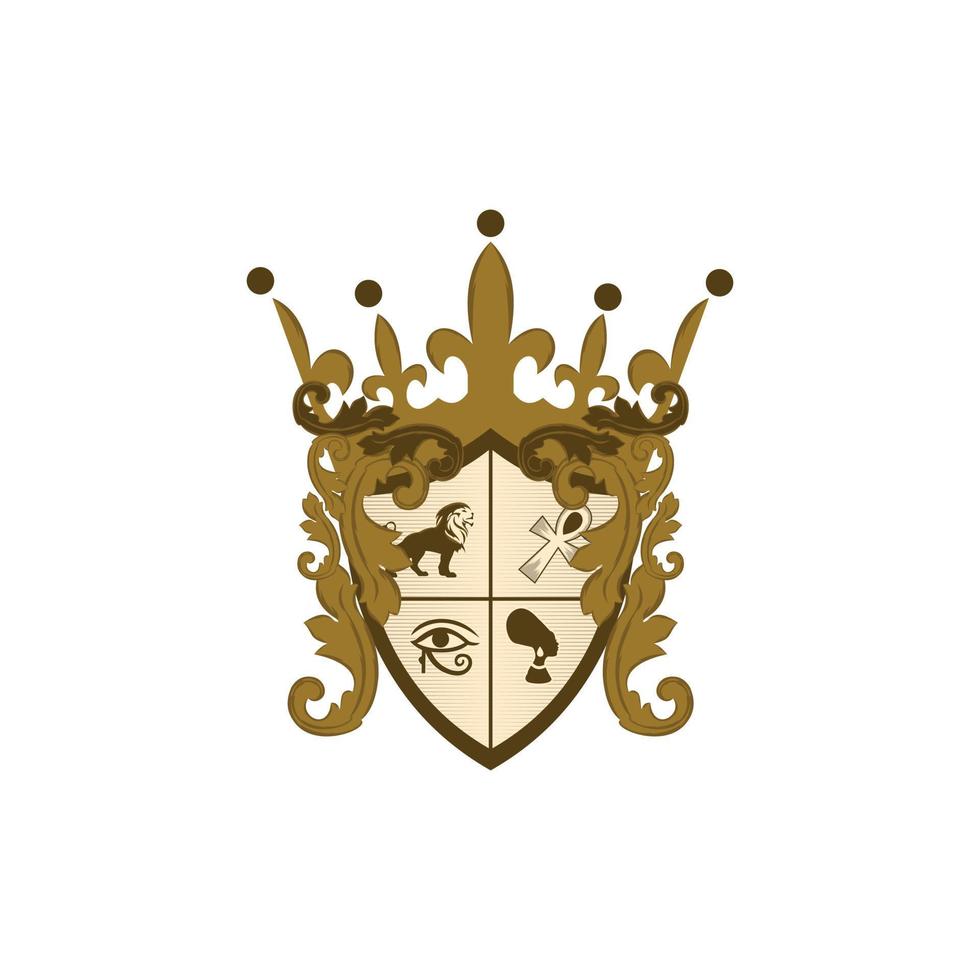 skydda kung heraldik lyx kreativ logotyp vektor