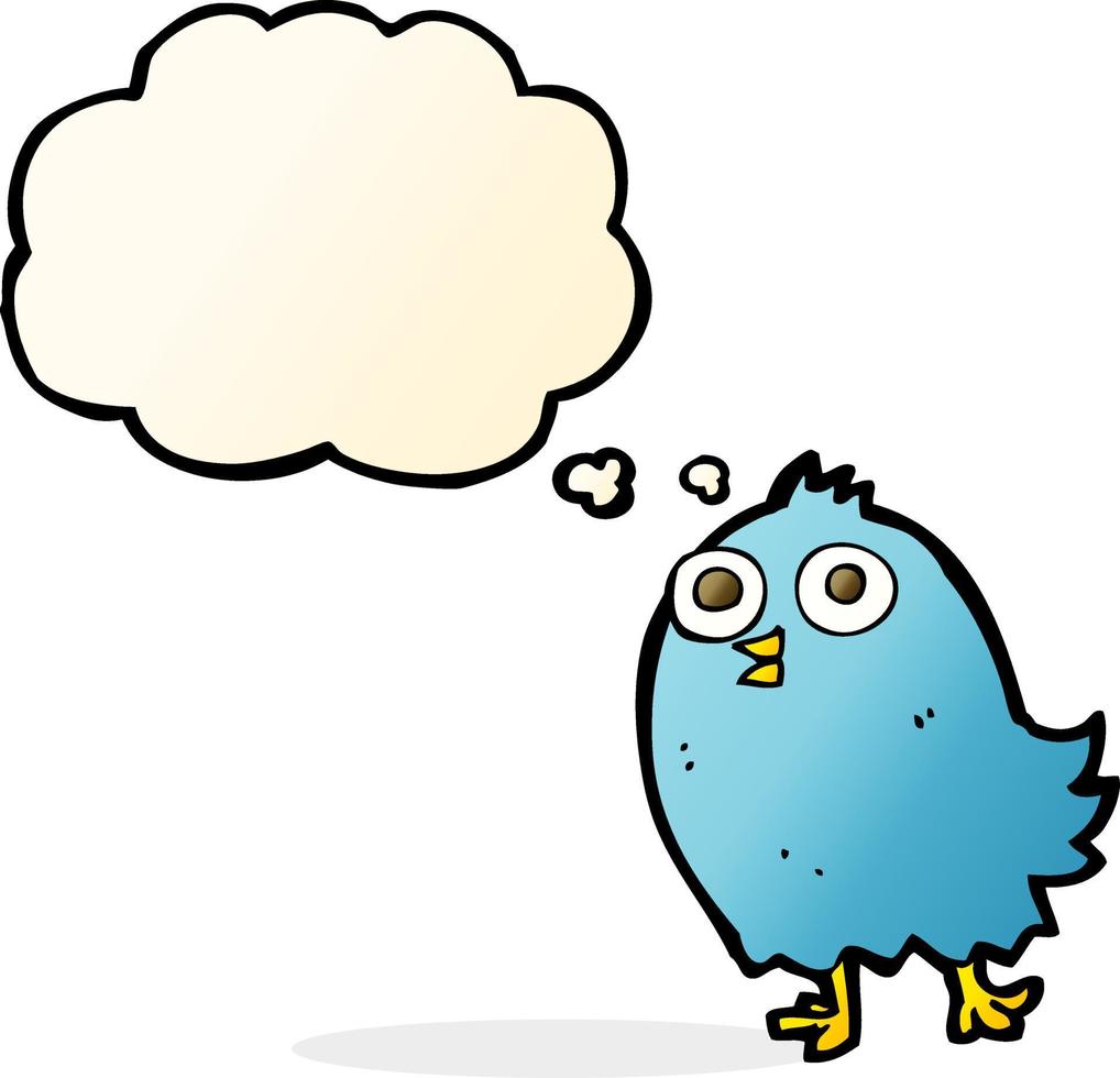 tecknad serie Lycklig fågel med trodde bubbla vektor