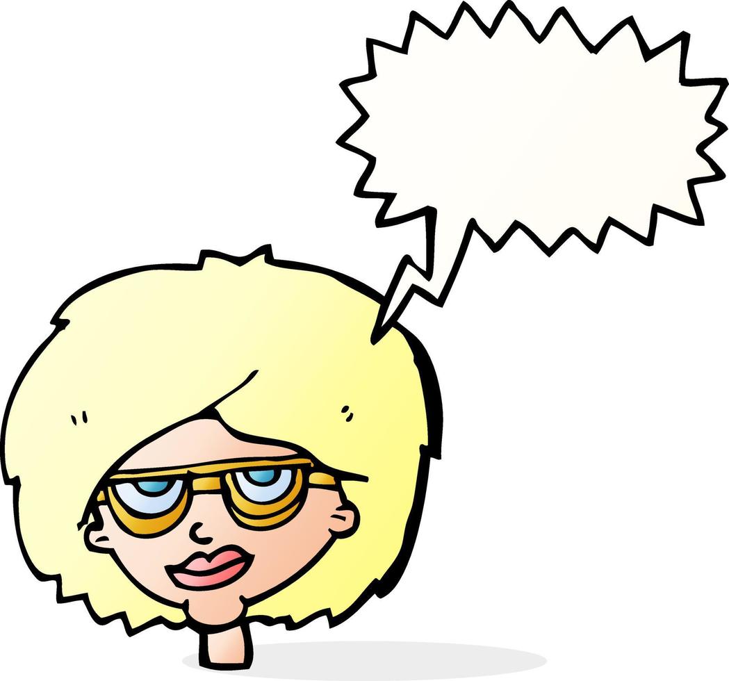 Cartoon-Frau mit Brille mit Sprechblase vektor