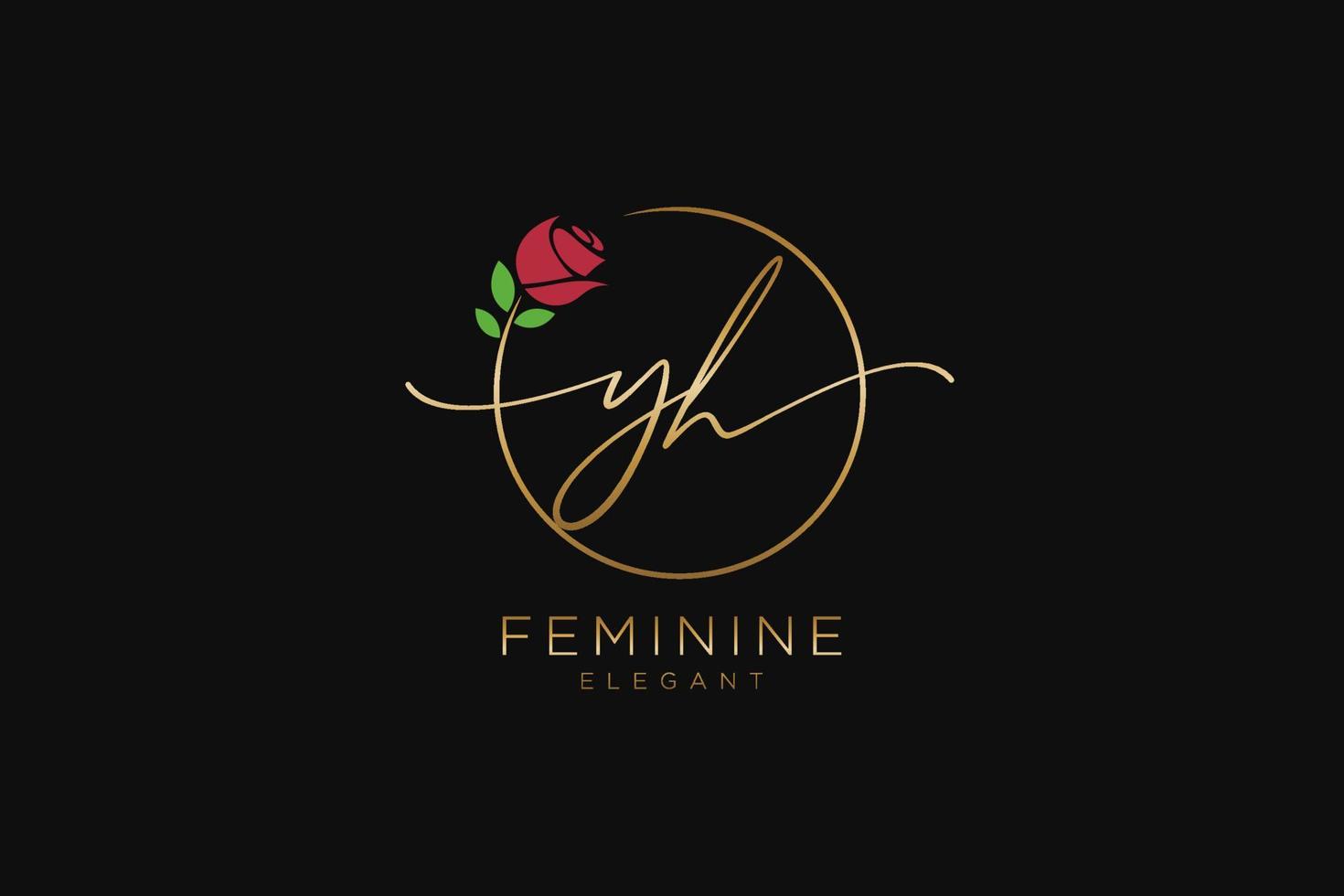 initiales yh feminines logo schönheitsmonogramm und elegantes logodesign, handschriftlogo der ersten unterschrift, hochzeit, mode, blumen und botanik mit kreativer vorlage. vektor