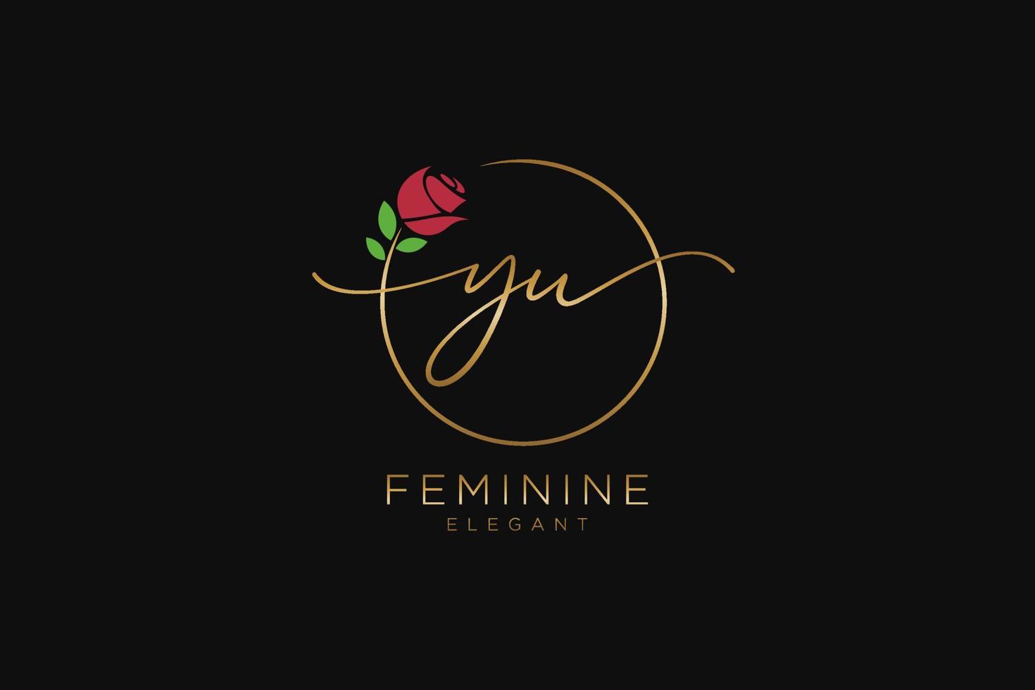 anfängliches yu feminines logo schönheitsmonogramm und elegantes logodesign, handschriftlogo der ersten unterschrift, hochzeit, mode, blumen und botanik mit kreativer vorlage. vektor