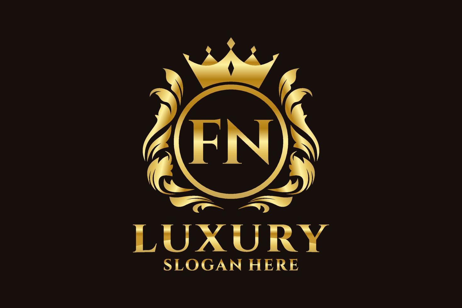 Royal Luxury Logo-Vorlage mit anfänglichem fn-Buchstaben in Vektorgrafiken für luxuriöse Branding-Projekte und andere Vektorillustrationen. vektor