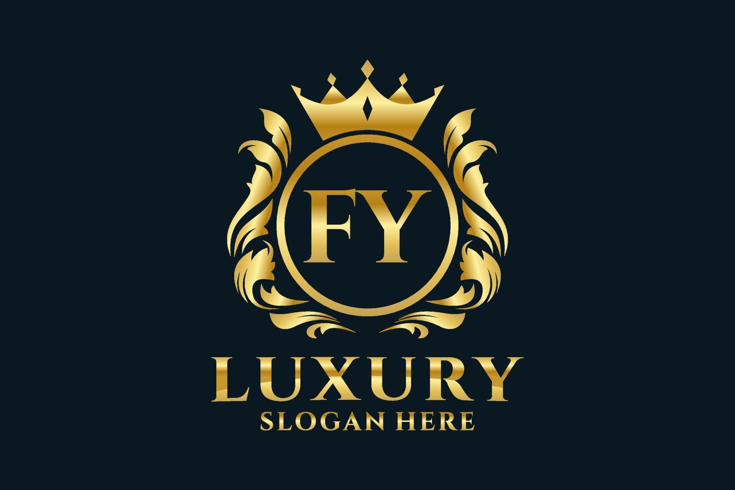 Royal Luxury Logo-Vorlage mit anfänglichem fy-Buchstaben in Vektorgrafiken für luxuriöse Branding-Projekte und andere Vektorillustrationen. vektor