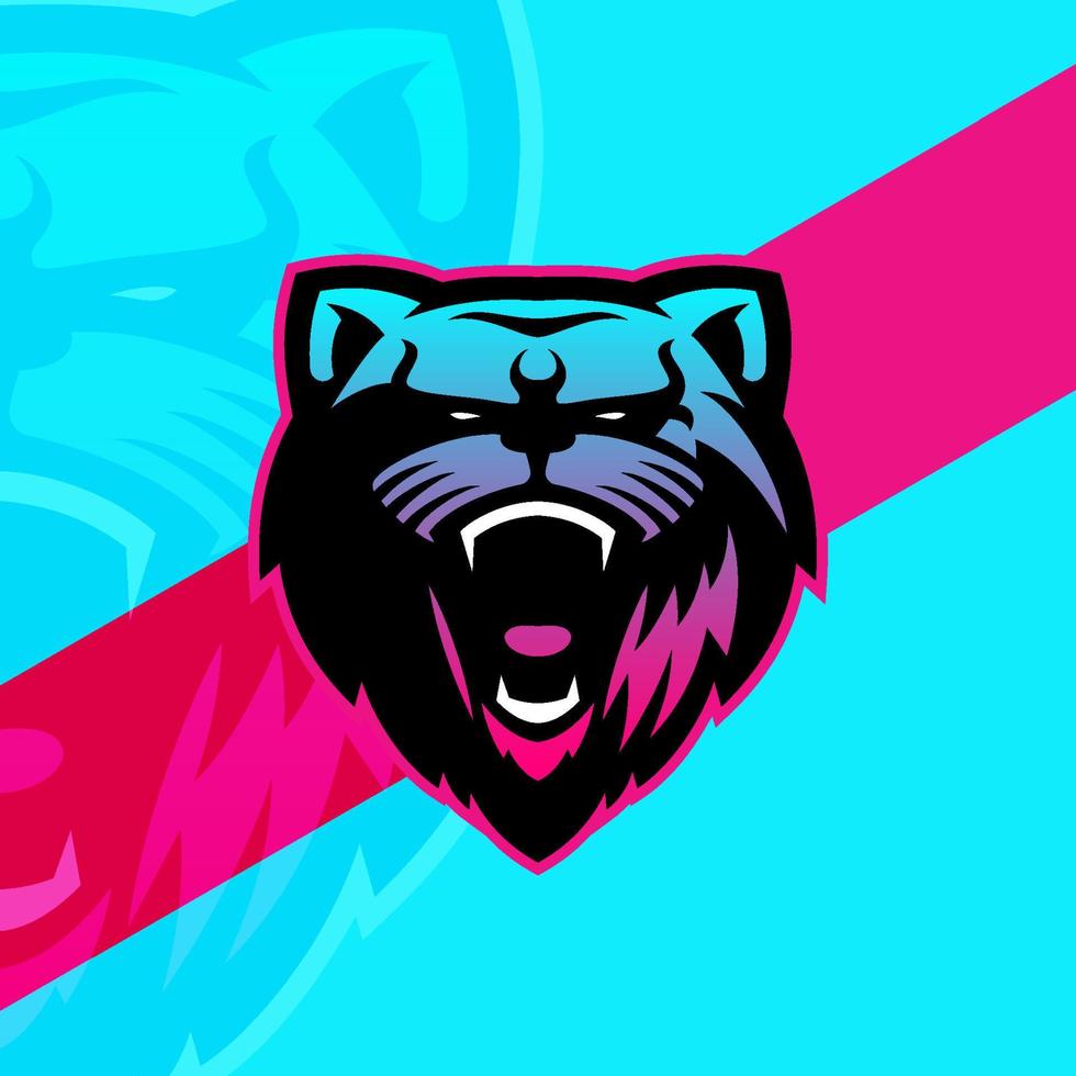 blå rytande tiger esport gaming maskot logotyp illustration vektor