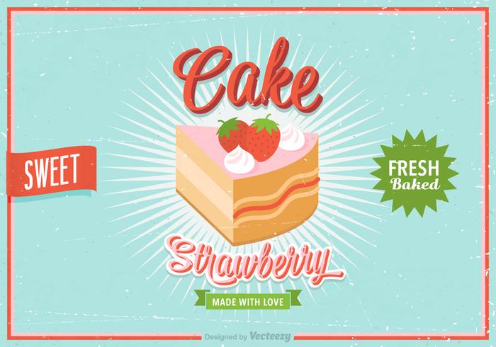 Gratis Strawberry Shortcake Retro Vector Poster
