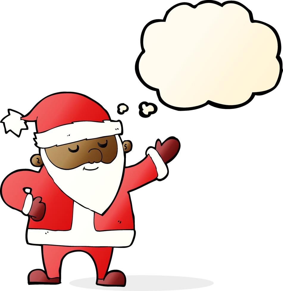 Cartoon-Weihnachtsmann mit Gedankenblase vektor
