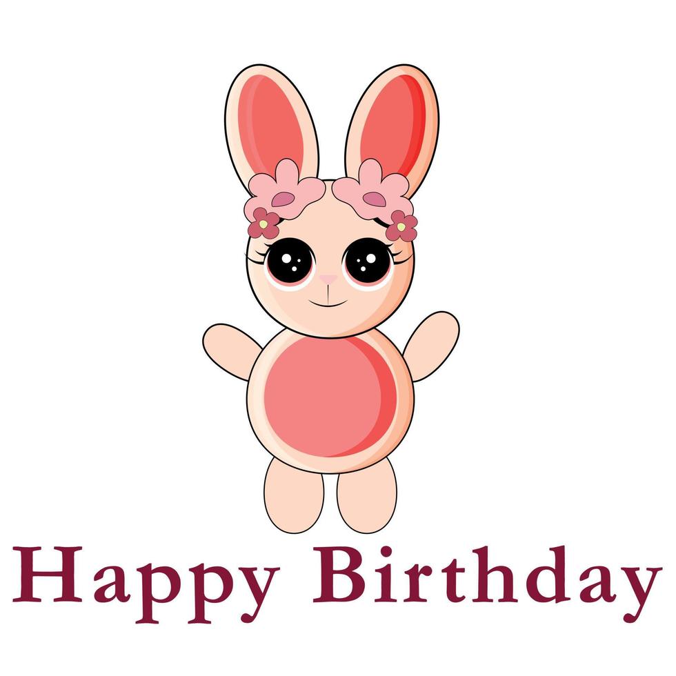 Lycklig födelsedag hälsning kort med kanin karaktär. för design, dekor, skriva ut, vykort vektor
