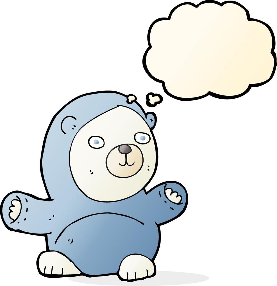 söt tecknad serie polär Björn med trodde bubbla vektor