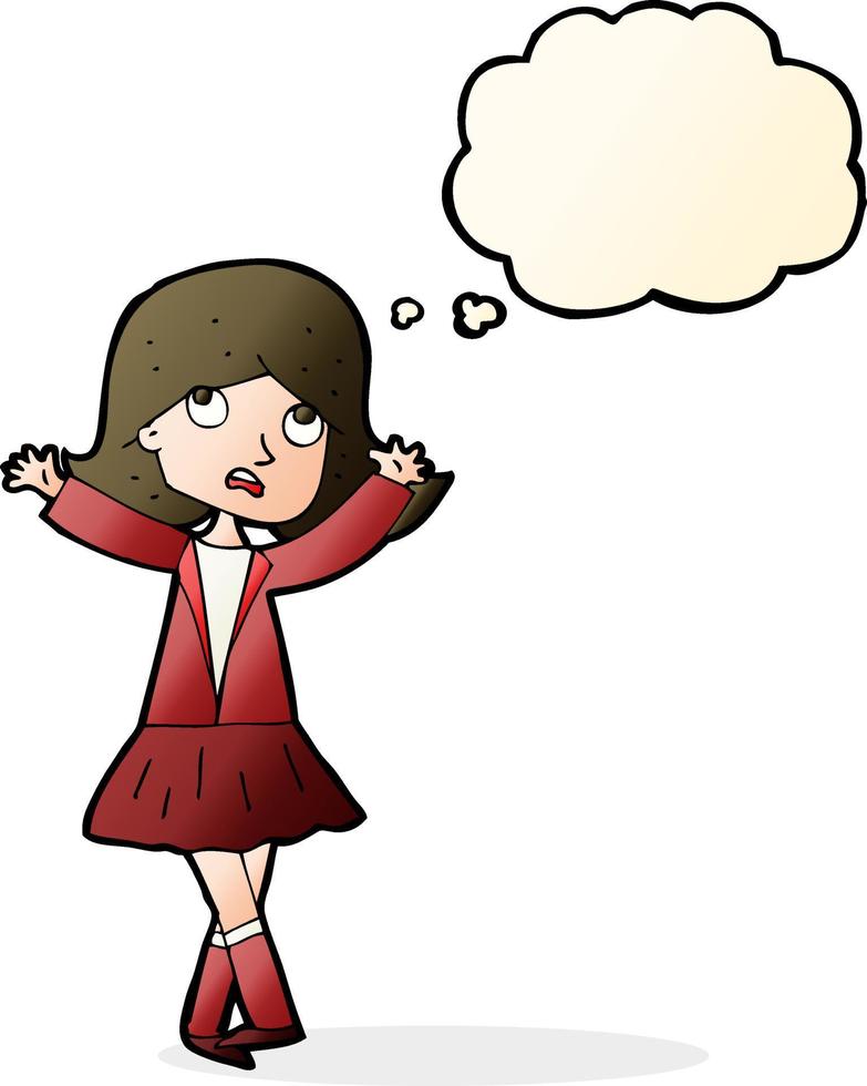 Cartoon unglückliches Mädchen mit Gedankenblase vektor
