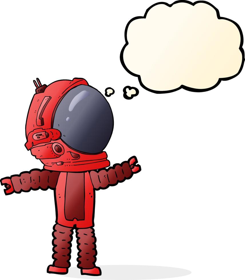 Cartoon-Astronaut mit Gedankenblase vektor