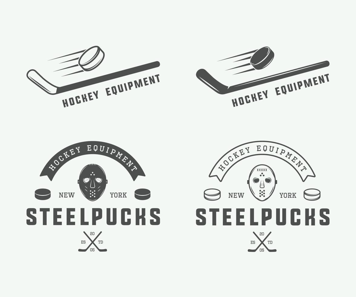 satz von vintage-hockey-emblemen, logos, abzeichen, etiketten und designelementen. Grafik-Design. Vektor-Illustration. vektor