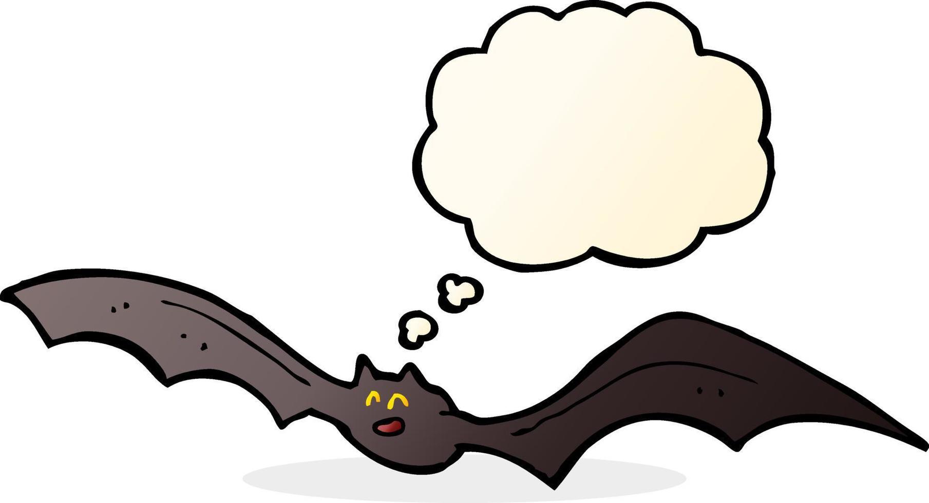 Cartoon-Fledermaus mit Gedankenblase vektor