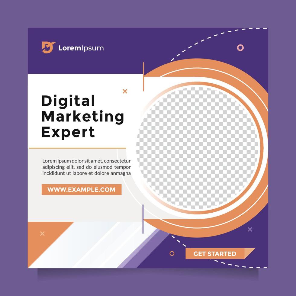 Vorlagendesign für digitale Marketingagenturen für Social-Media-Beiträge und -Banner. moderner und sauberer Experte für digitales Marketing für Firmenkunden. blaue orange quadratische Flyer-Vorlagenförderung vektor