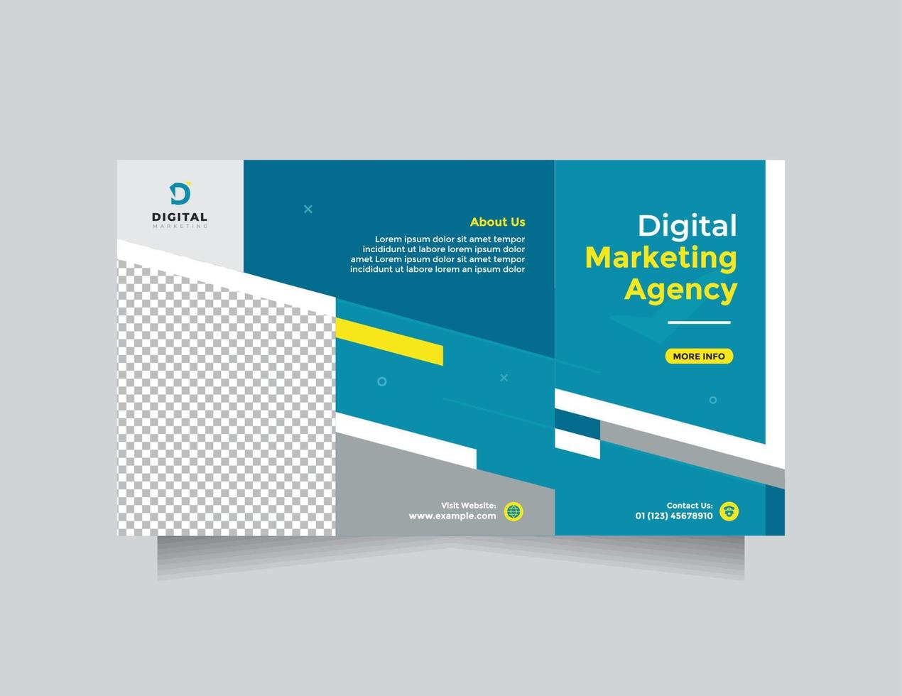 Landschafts-Social-Media-Banner-Template-Design für kreative Agentur für digitales Marketing. moderner blau-gelber Digital-Business-Marketing-Experte für professionelles Firmenkundengeschäft vektor