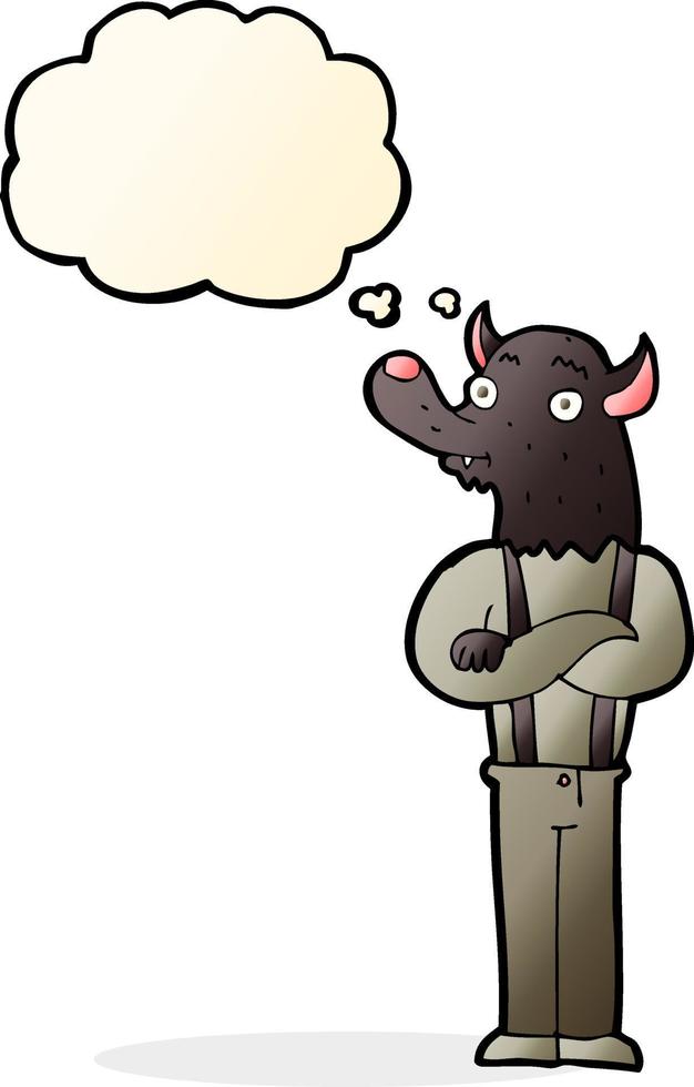Cartoon freundlicher Werwolf mit Gedankenblase vektor
