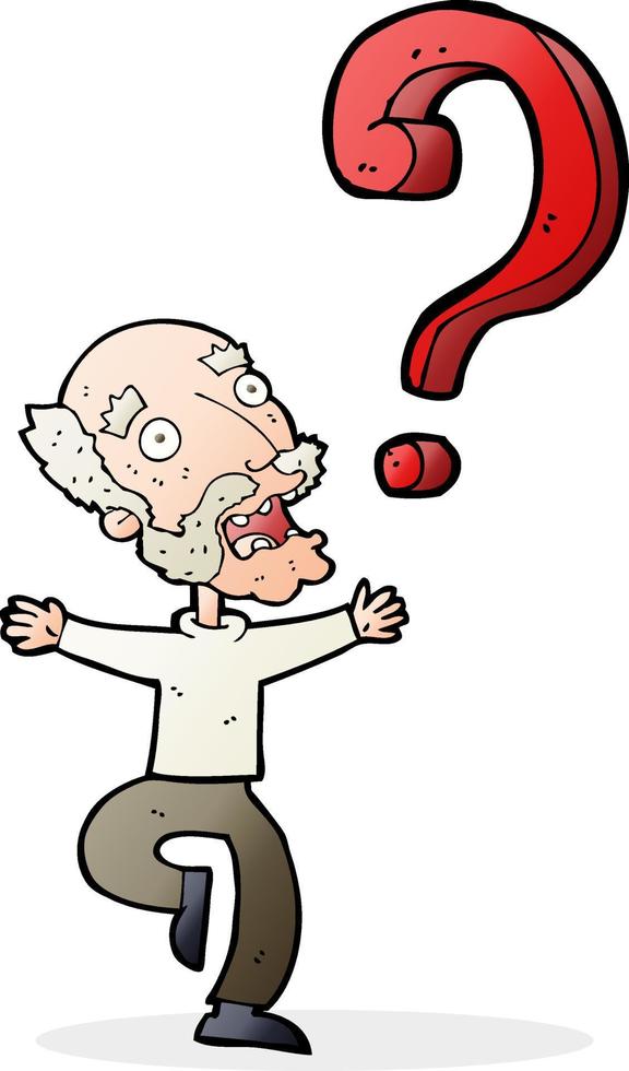 Cartoon alter Mann mit Frage vektor