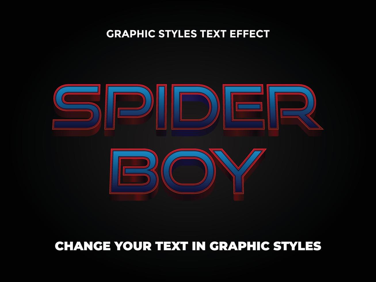 Bearbeitbarer Texteffekt mit blauem Farbverlauf des Spinnenjungen vektor