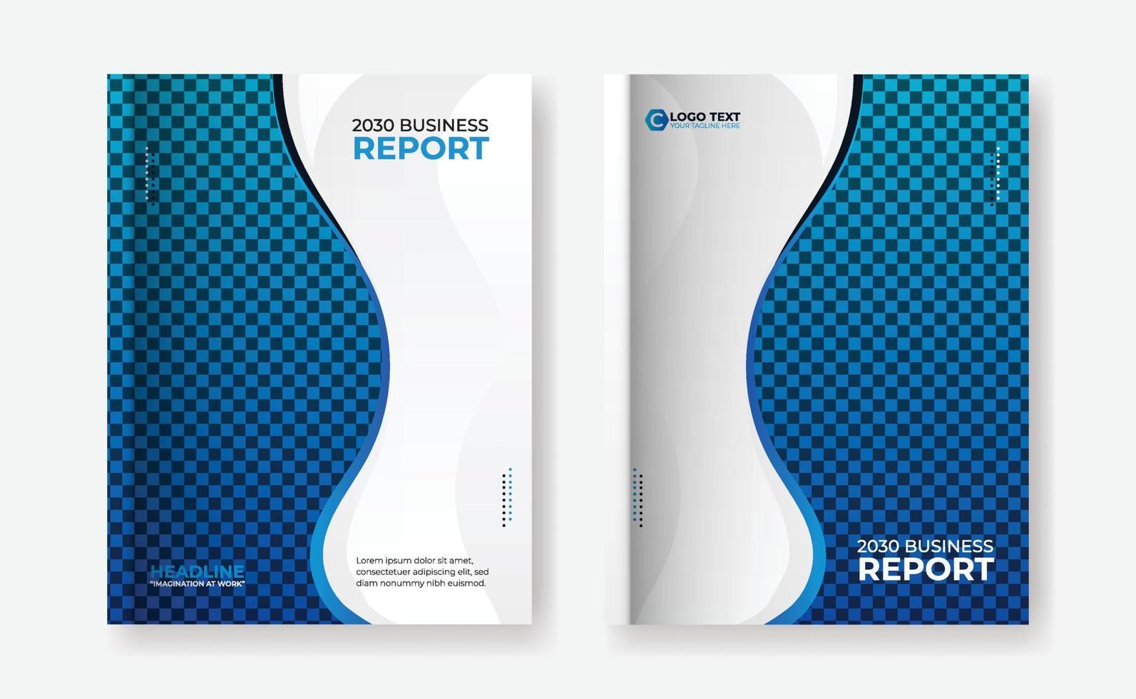 Blauer Geschäftsbericht, Broschüren-Flyer, Designvorlage für Buchumschläge vektor
