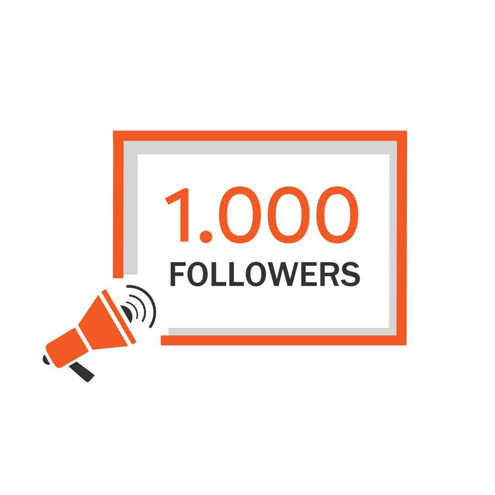 1000 Follower-Banner feiern, Follower-Design-Vorlage. 1.000 Follower Social Media Post Design Vektor Illustration auf weißem Hintergrund.