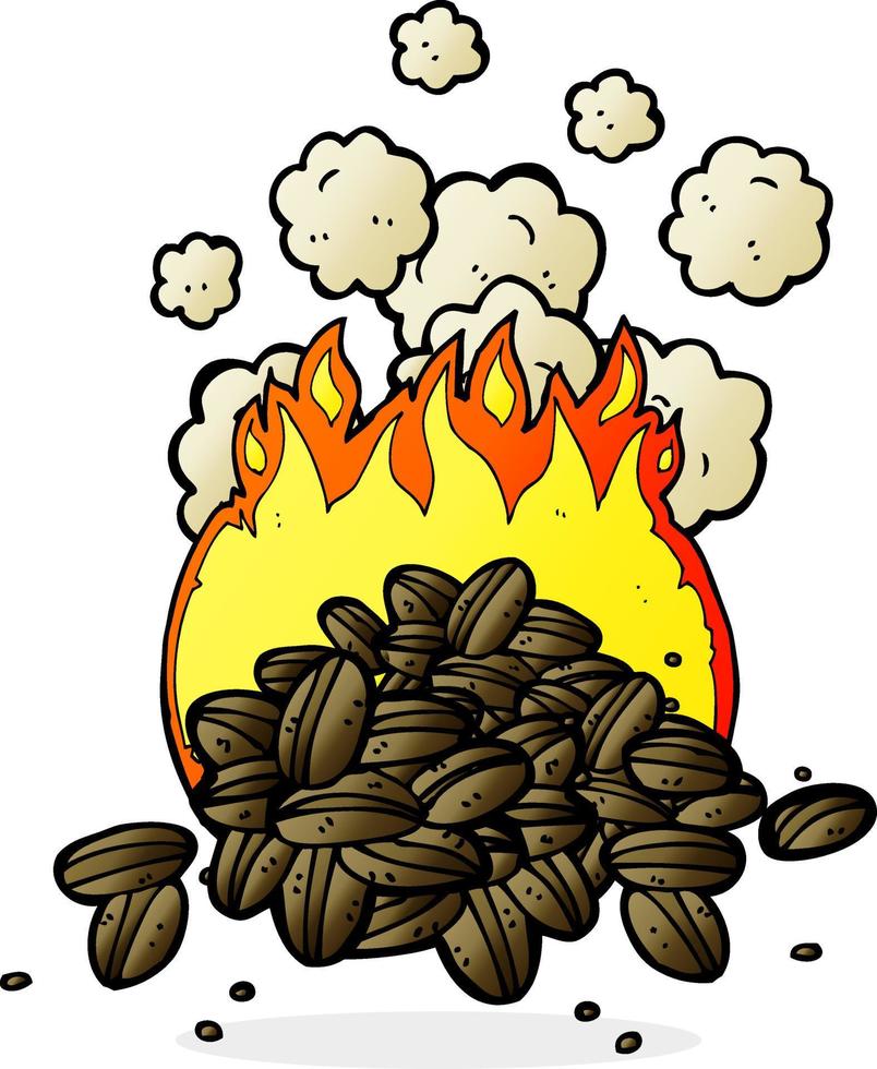 rostning kaffe bönor tecknad serie vektor