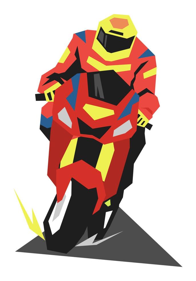 motorcykel tävlings illustration. motor racer. ryttare. begrepp av lopp, sport, idrottare, mästerskap, fordon, etc. platt vektor stil