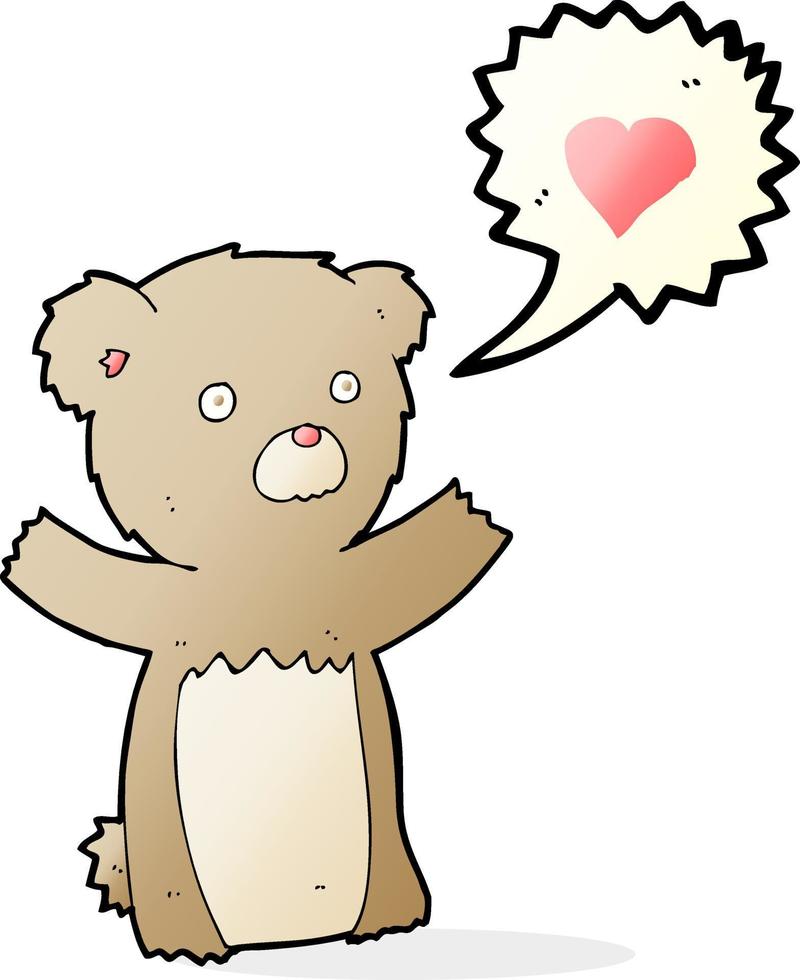Cartoon-Teddybär mit Liebesherz vektor