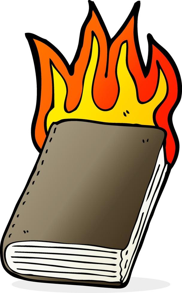 tecknad serie brinnande bok vektor